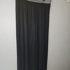 JM Collection Black Maxi Skirt with Patterned Waist